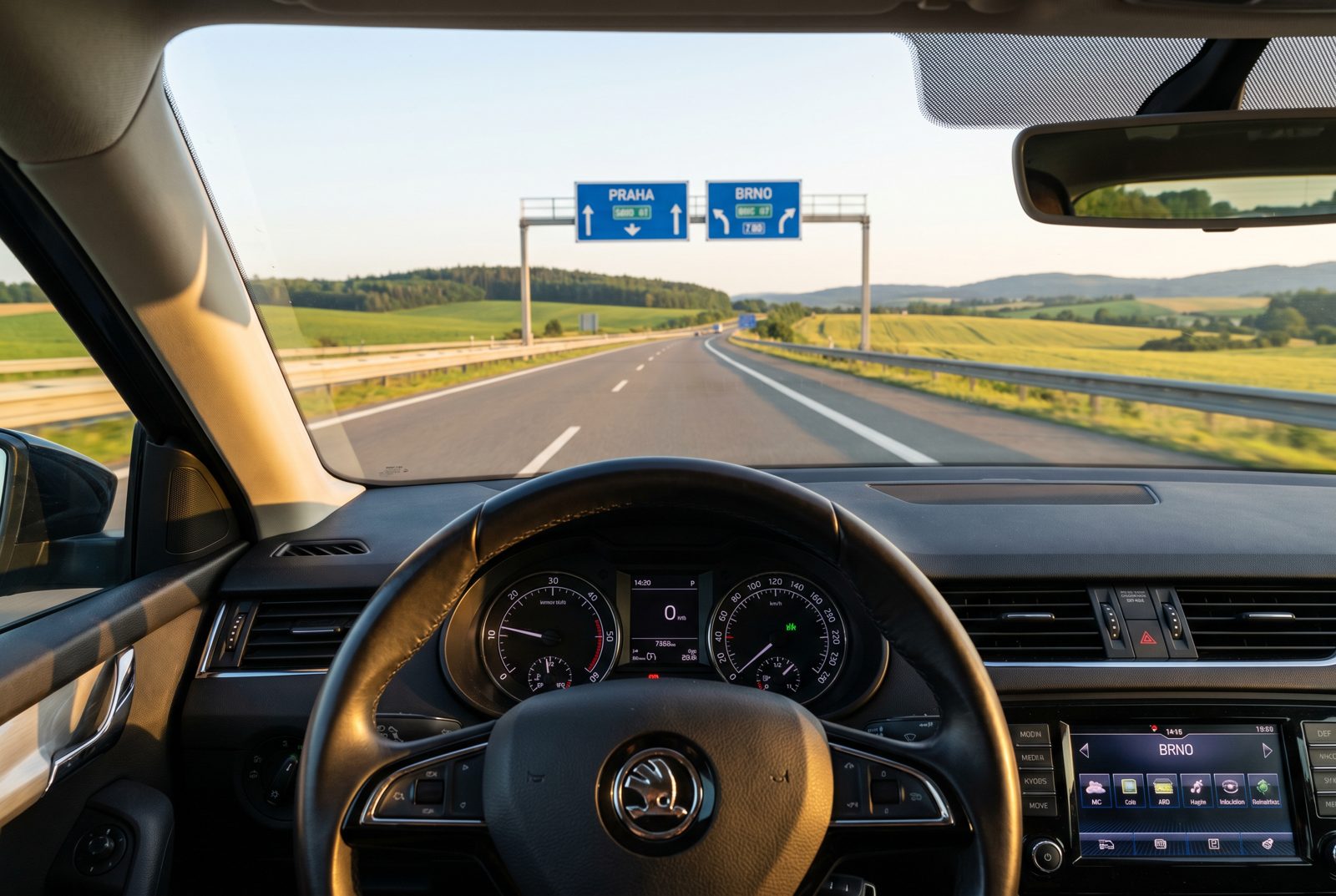 Pohled z auta na dálnici